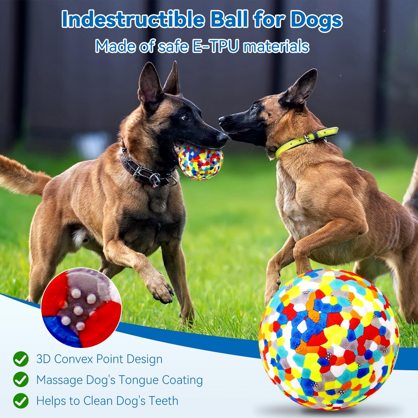 loncoldy Indestructible Dog Balls - 2 Pack Dog Toys for Aggressive Chewers, Large & Medium Breed, Interactive Fetch Ball Toy for Dogs