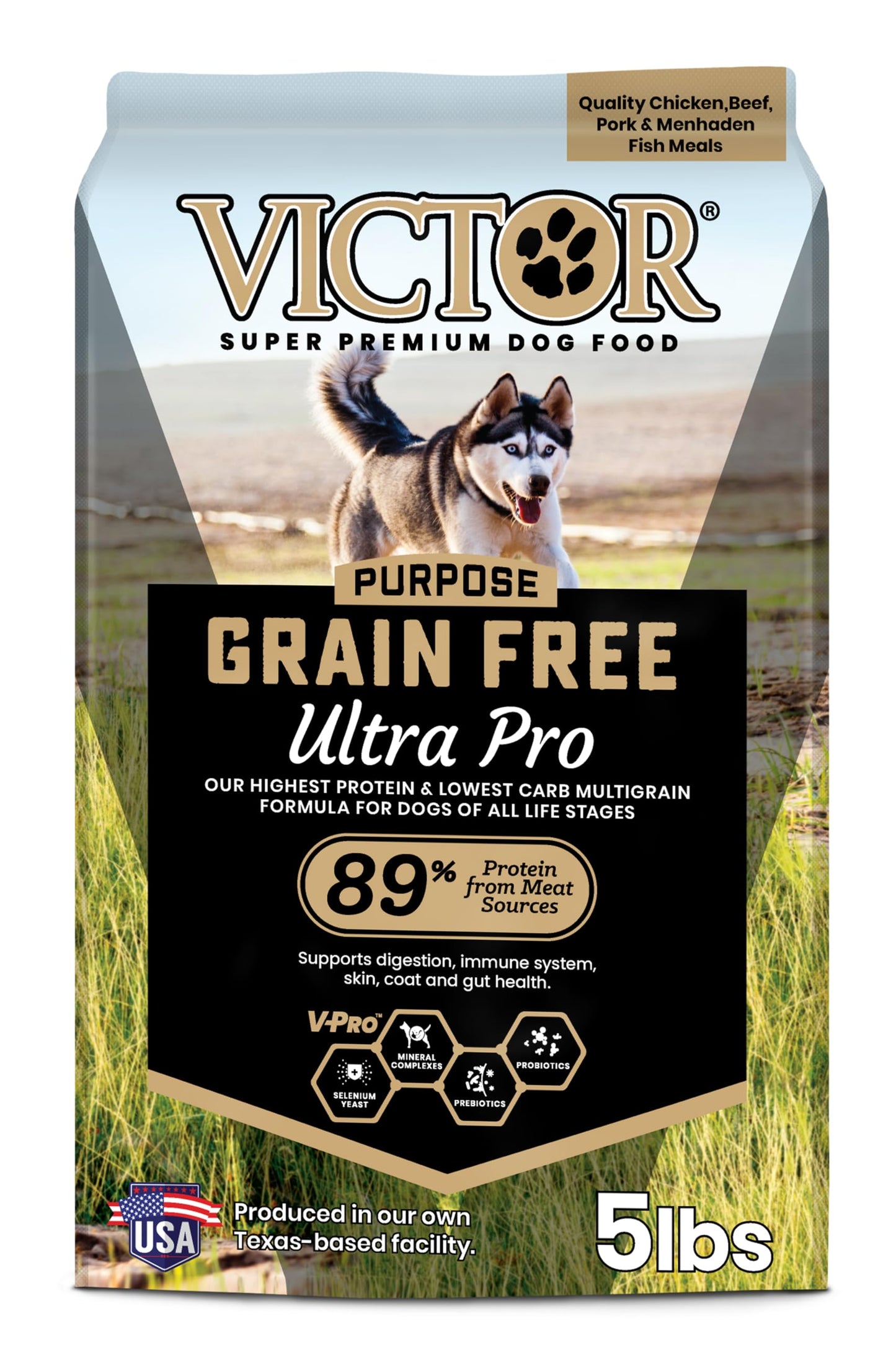 VICTOR Super Premium Dog Food – Grain Free Ultra Pro Kibble – High Protein, Low Carb for Active Dogs – 42% Protein Kibble for Sporting Dogs of All Breeds & Sizes, 5 lb