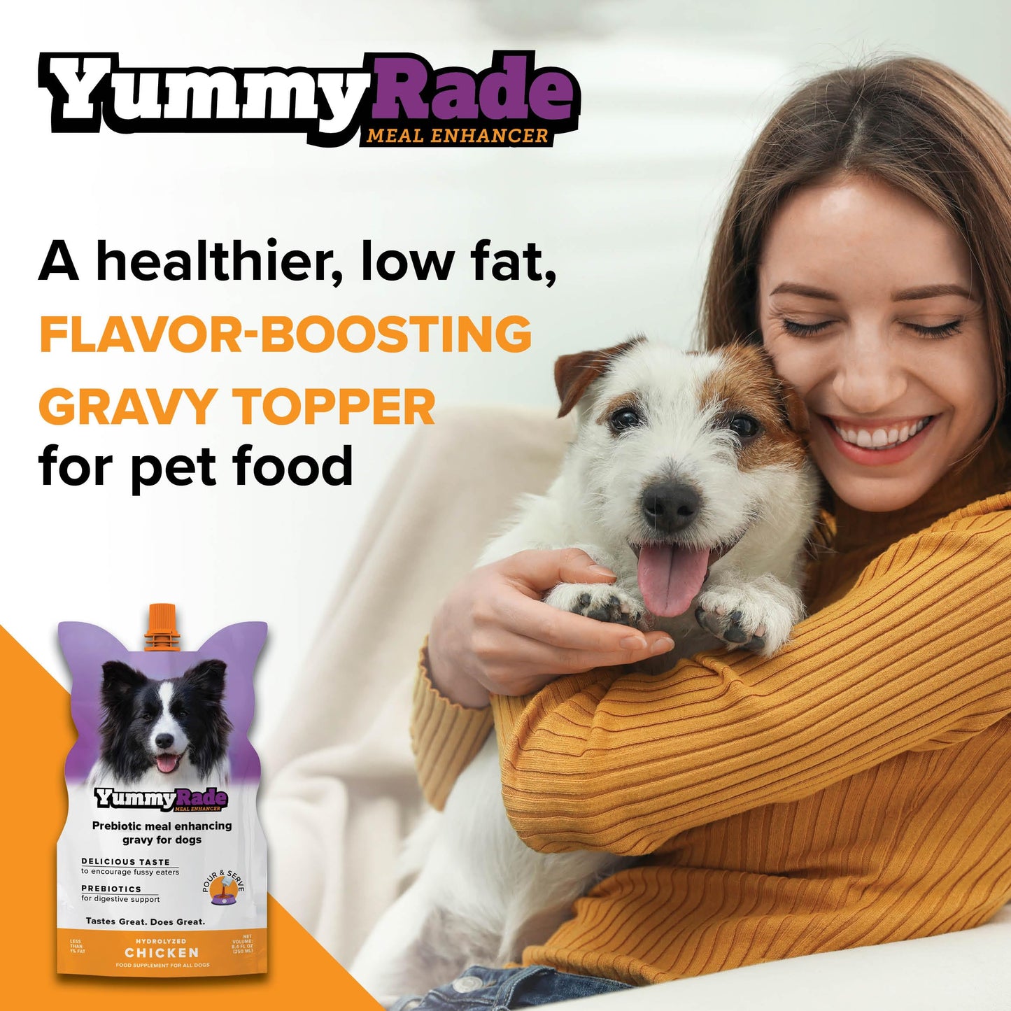 YummyRade – Pet Meal Topper for Dry Dog Food | Healthier Gravy Meal Enhancer & Tasty Low Calorie | Grain Free, Chicken Flavored | Flavor-Boosting Gravy Topper Pets Love! | (250ml x 3)