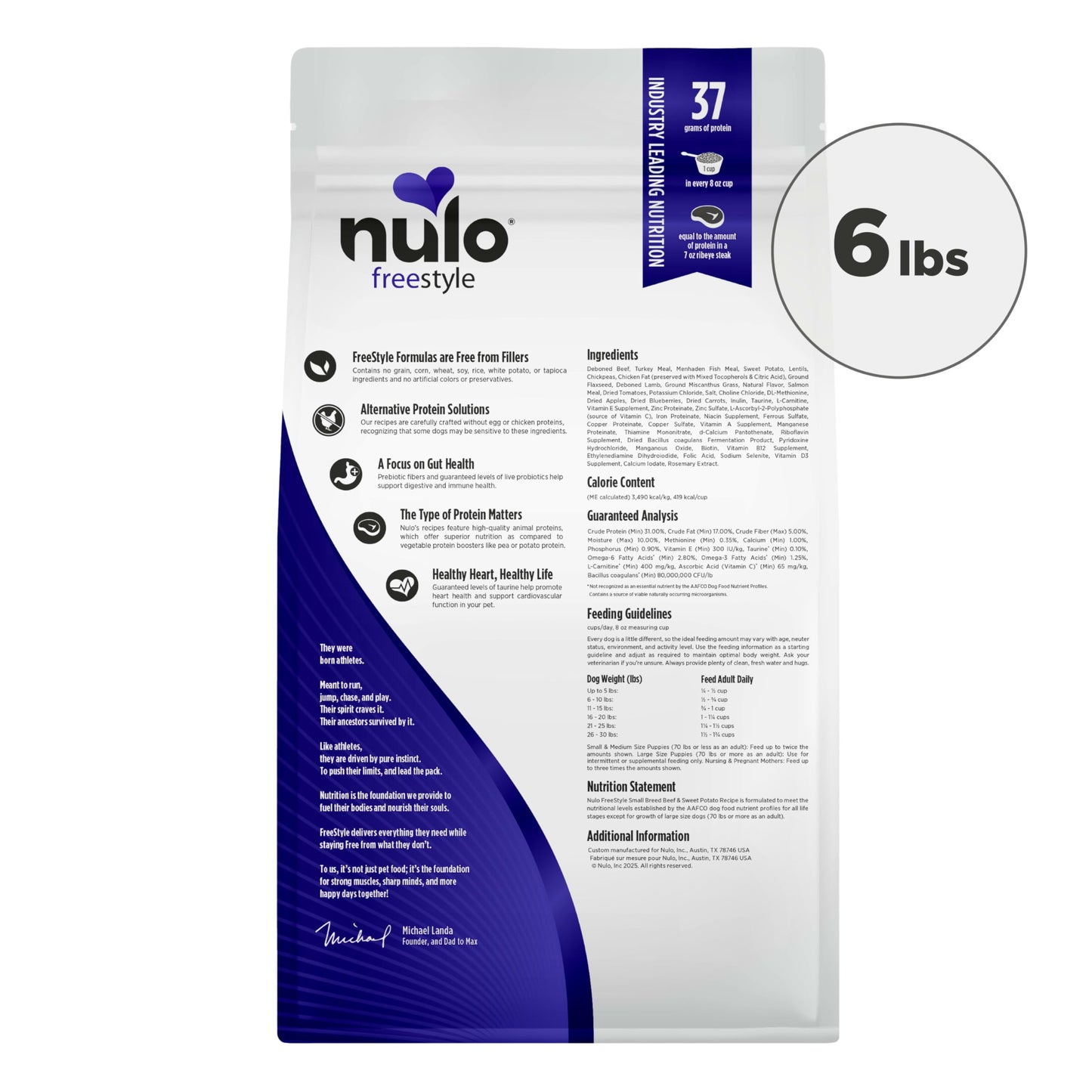 Nulo Freestyle High Protein Small Breed Beef & Sweet Potato Recipe Natural Dry Kibble Dog Food, 6 Pound Bag