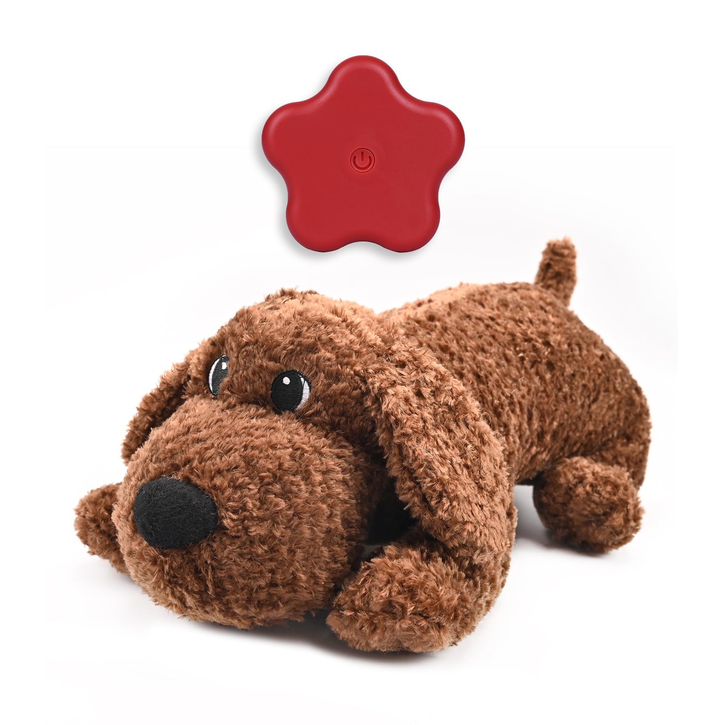 Dog Heartbeat Toy for Puppy Anxiety Relief, Heartbeat Stuffed Animal Heartbeat Plush Toy for Small, Medium, and Large Dogs (Brown)