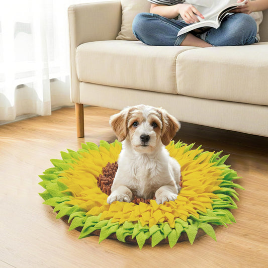 MHTTEC Sunflower Snuffle Mat for Rabbits,Interactive Polar Fleece Pet Foraging Mat Toy Indoor for Guinea Pig Bunny Chinchillas Hamster Ferrets Small Animals