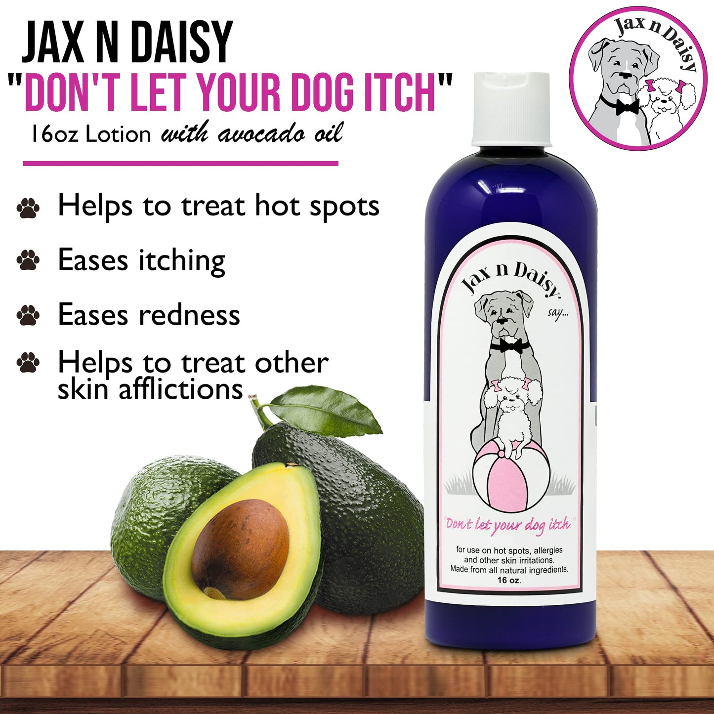 Jax N Daisy don t let Your dog Itch Lotion Itch Relief for Dogs 16oz Treatment and Skin Soother for Dogs With Itchiness dog Grooming Supplies Anti for