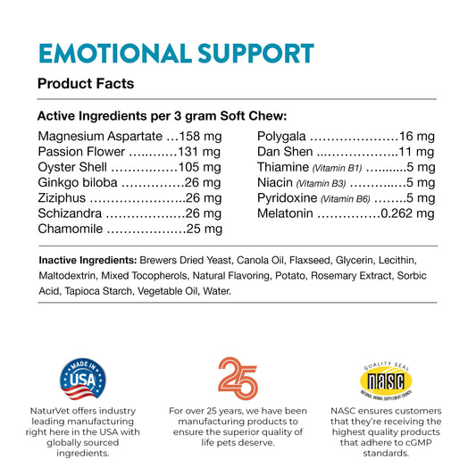 Vet Classics Stress Away Calming, Anxiety Aid for Dogs and Cats – Soft Chew Pet Health Supplement for Dogs, and Cats - Melatonin, Ginger – 65 Soft Chews