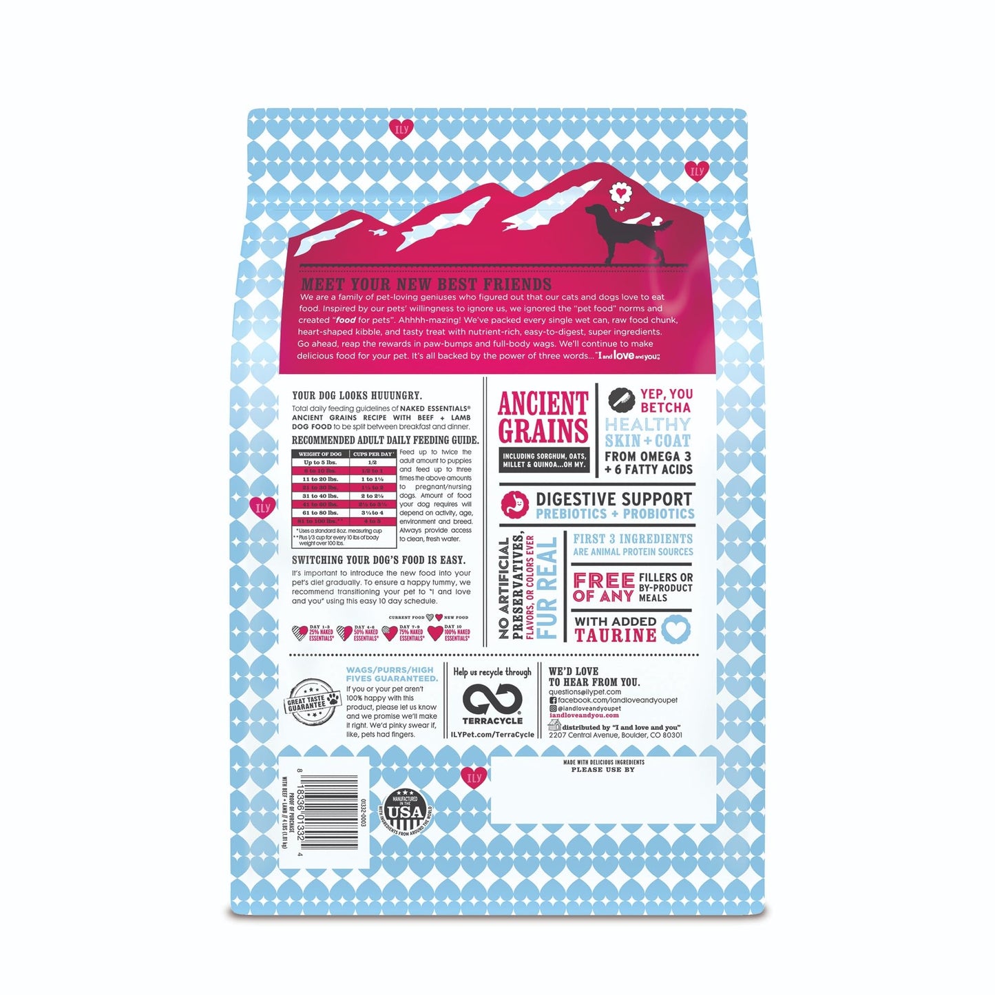 I and love and you Naked Essentials Ancient Grains Dry Dog Food - Lamb + Beef - High Protein, Real Meat, No Fillers, 4lb Bag