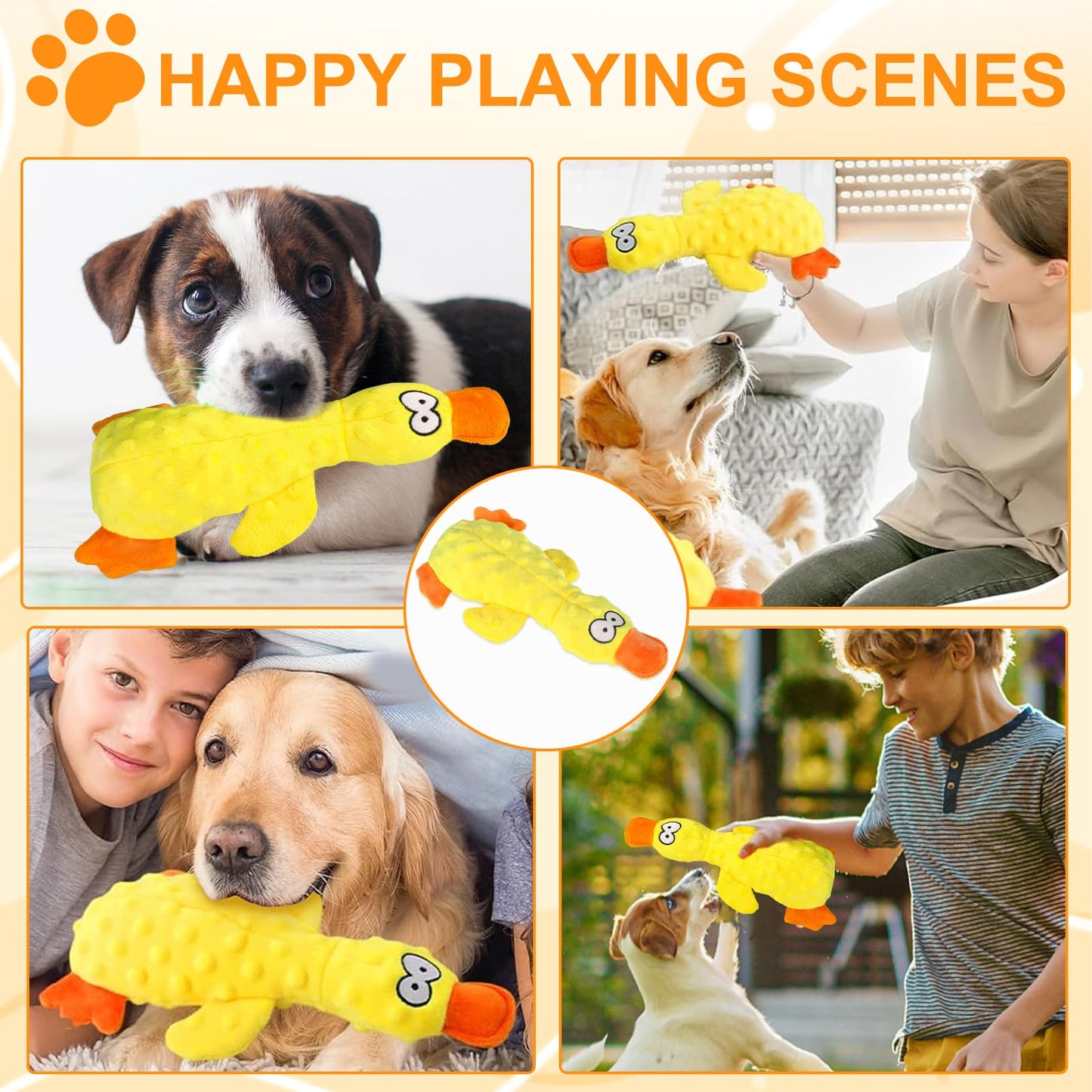 EZBNG 2025 New Calming Duck,Calming Duck Toy for Dogs Yellow Stuffed Ducks Dog Chew Toys, Calming Dog Toys for Indoor Dogs Puppy (Yellow)