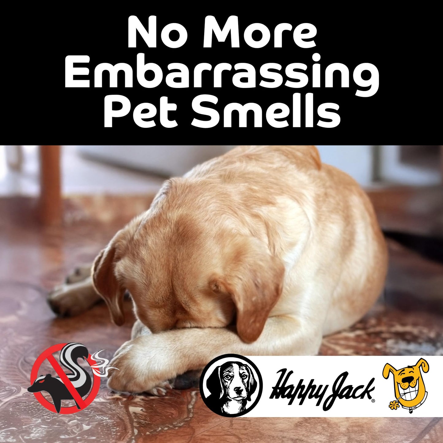 HAPPY JACK Mephidide Anti Skunk Shampoo for Dogs, Cats, Pets – Hypoallergenic Skunk Odor Remover for Dogs – Deodorizing Dog Shampoo (16oz)