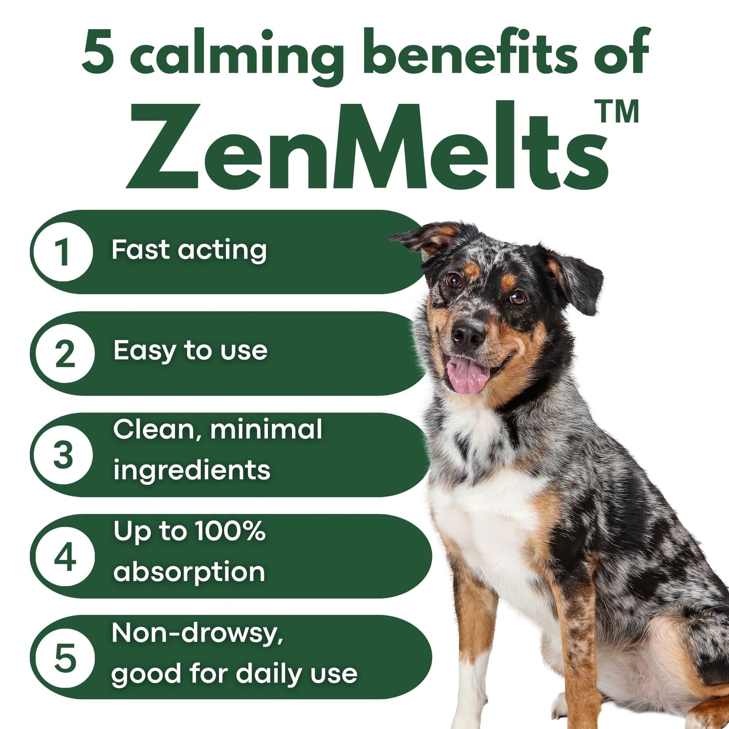 PetPax Co. ZenMelts Dogs Anxiety Relief Calming 5 Strips only - Anti Anxiety for Dogs During Fireworks, Storms & Separation - Non-Drowsy Tasty Dog 5 - Melt