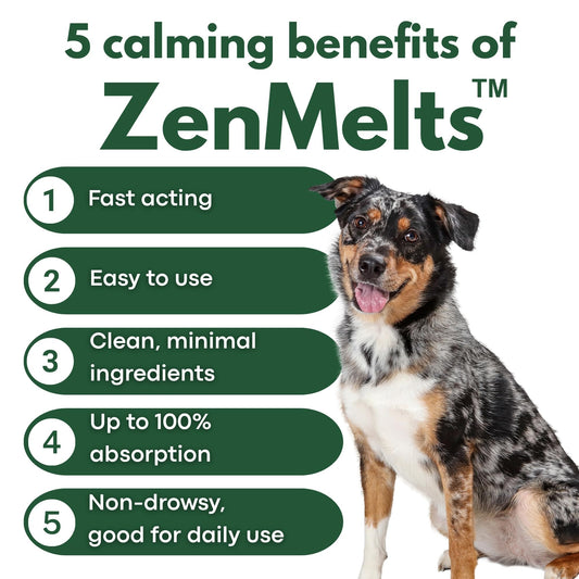 PetPax Co. ZenMelts Dogs Anxiety Relief Calming 5 Strips only - Anti Anxiety for Dogs During Fireworks, Storms & Separation - Non-Drowsy Tasty Dog 5 - Melt