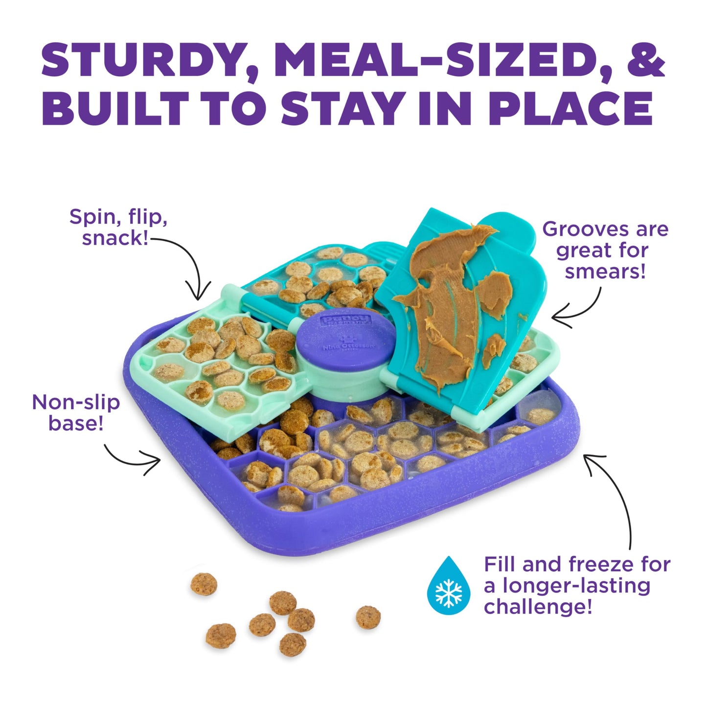 Outward Hound by Nina Ottosson Lick N’ Flip 3-in-1 Interactive Dog Puzzle Toy, Lick Mat & Slow Feeder – Calming Enrichment Feeder for Small & Medium Dogs, Holds 1 Cup of Wet of Dry Food