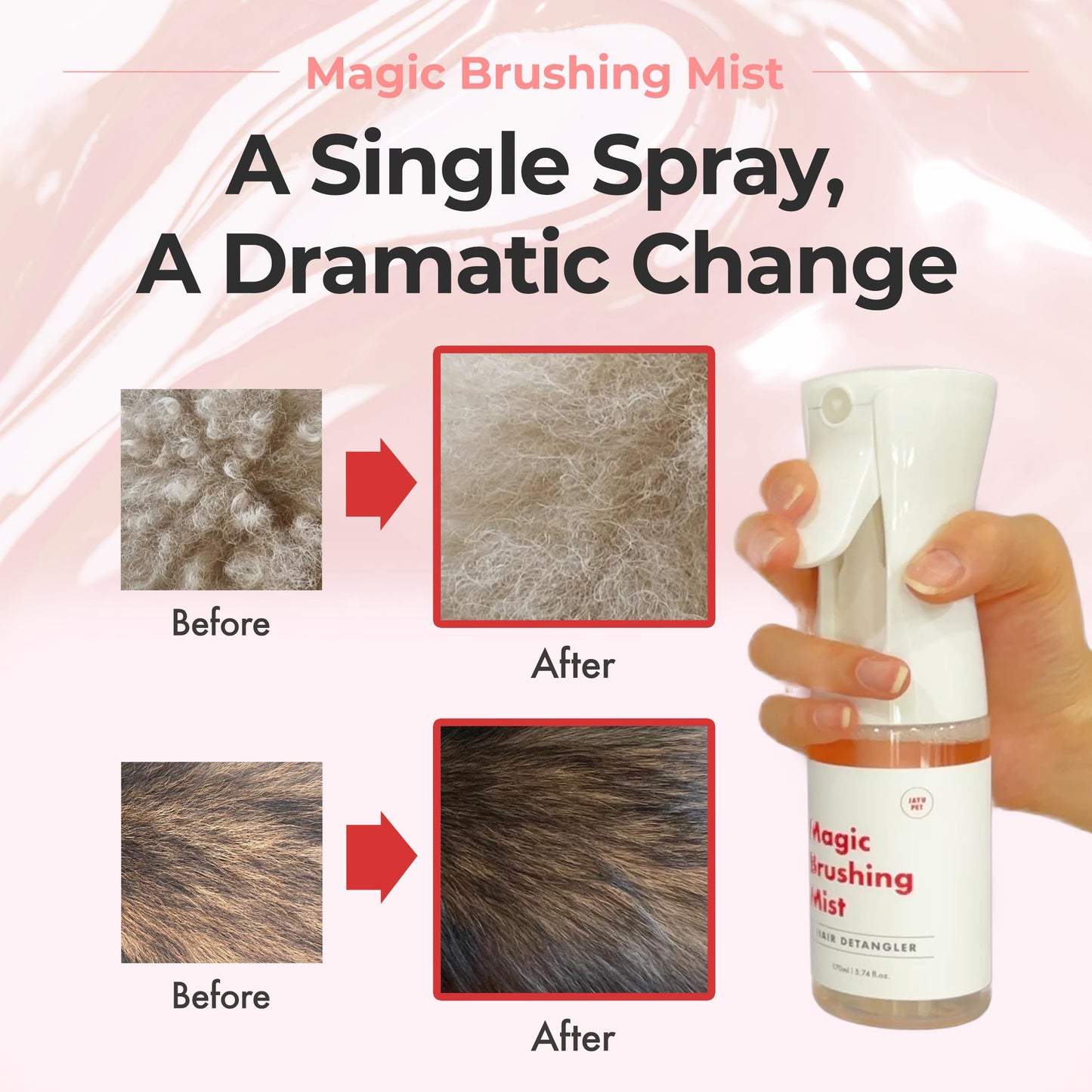 JAYU PET Grooming Essential Kit – Itch Relief Shampoo & Detangling Mist for Dogs, Hypoallergenic Grooming Set, Moisturizing, Deodorizing, Anti-Itch, Tangle-Free, Shiny Coat Care