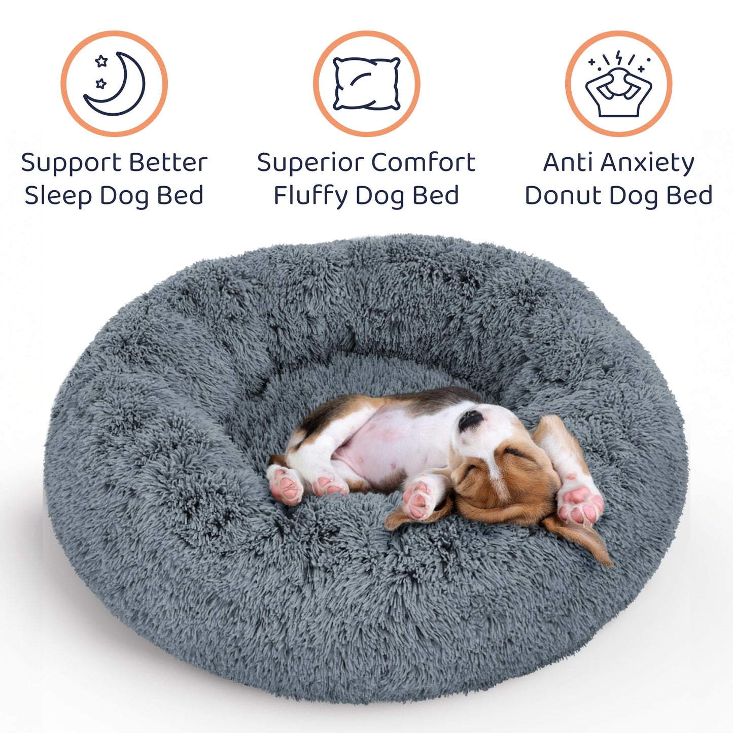 Petloox Clearance Round Dog Bed - Premium Comfort for Anxiety Relief - Fluffy & Calming Design with Ultra-Plush Support | Cozy Dog Bed with Super Soft Circle Style