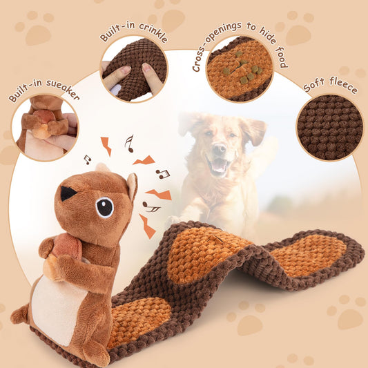 Dog Puzzle Toy, Squirrel Interactive Dog Toy with 2 Chew Balls, Squeaky Dog Toys to Keep Them Busy, Dog Treat Games for Small Puppy, Snuffle Enrichment Toy Anti Boredom, Cognitive Dogs Toy