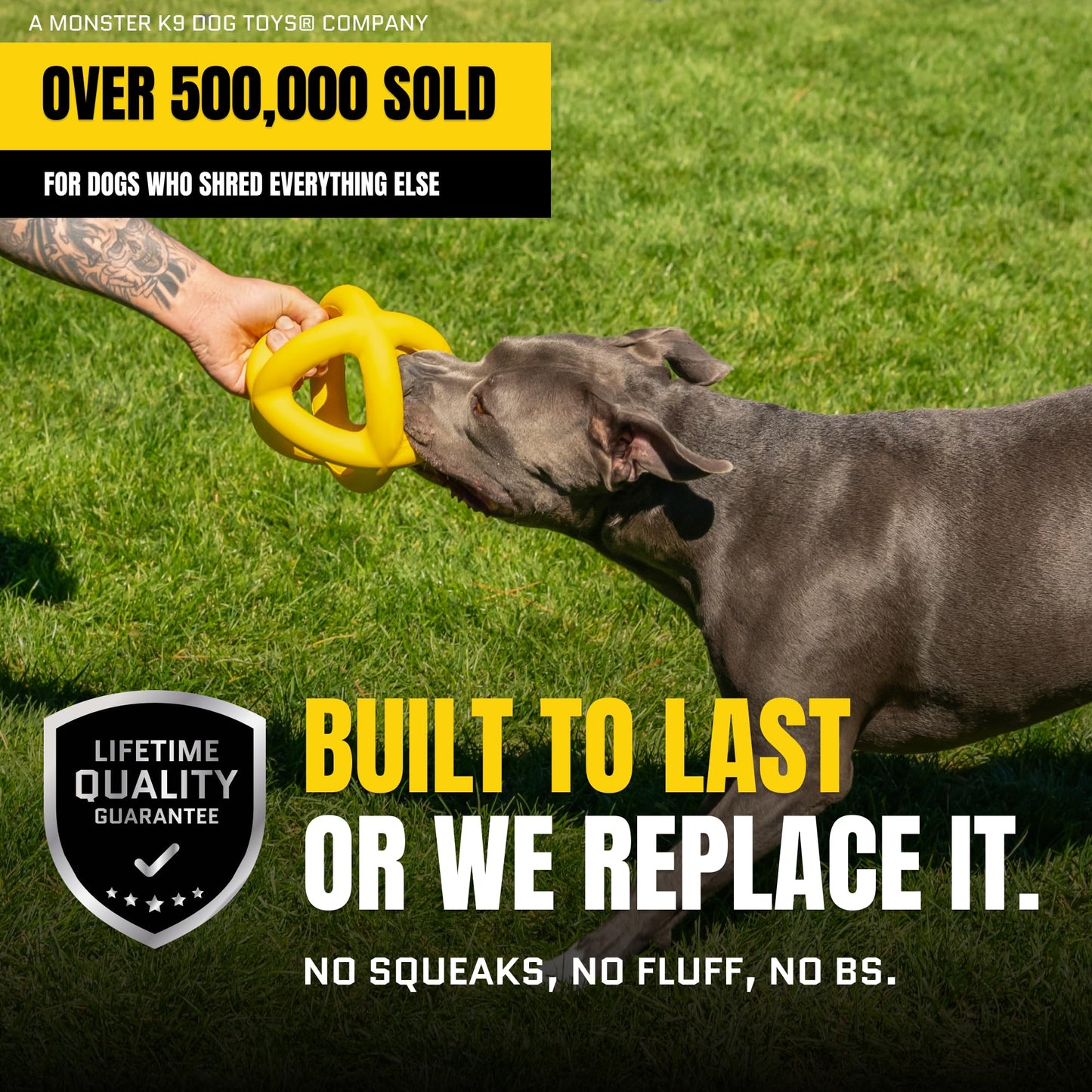 WoofBite Indestructible Giant XL Dog Ball - Lifetime Replacement - Durable Toy for Aggressive Chewers - Safe, Non-Toxic Natural Rubber - Chew, Tug & Fetch - Tough, Heavy Duty - Large Breed, Massive 8”