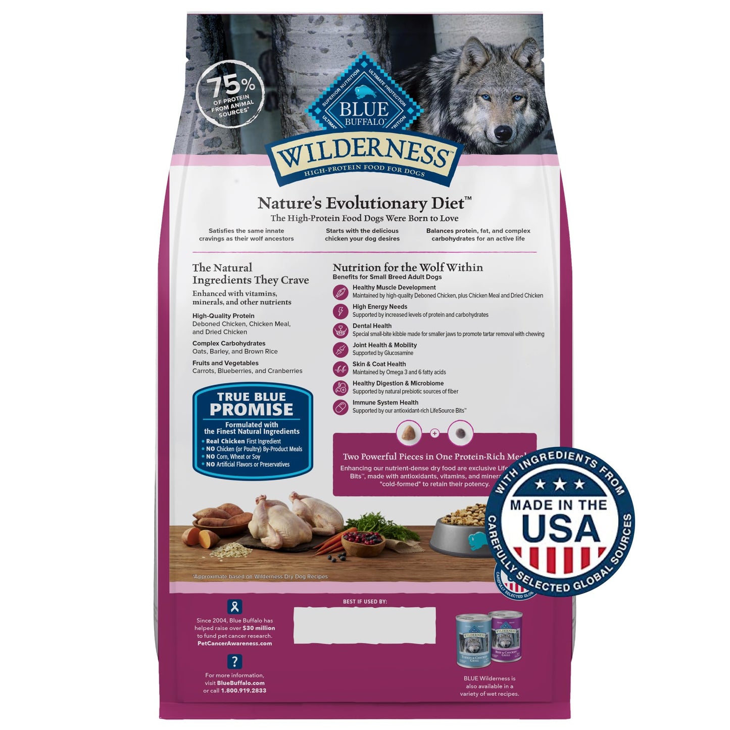 Blue Buffalo Wilderness Adult Small Breed Dry Dog Food Real Chicken with Natural Ingredients
