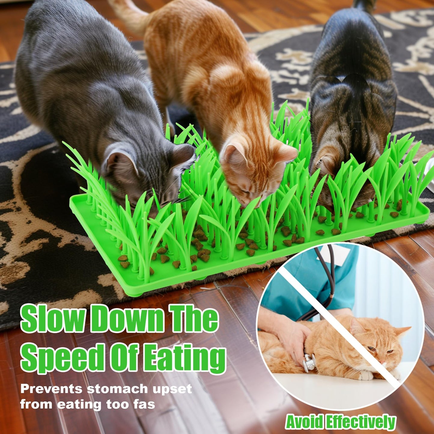 AIERSA Silicone Grass Mat for Cats,Slow Food Mat Grass,Pet Snuffle Mat for Dog,Green Grass Silicone Cat Foraging Mat Motivate Pets to Forage for f Food,Interactive Food Toy for Boredom