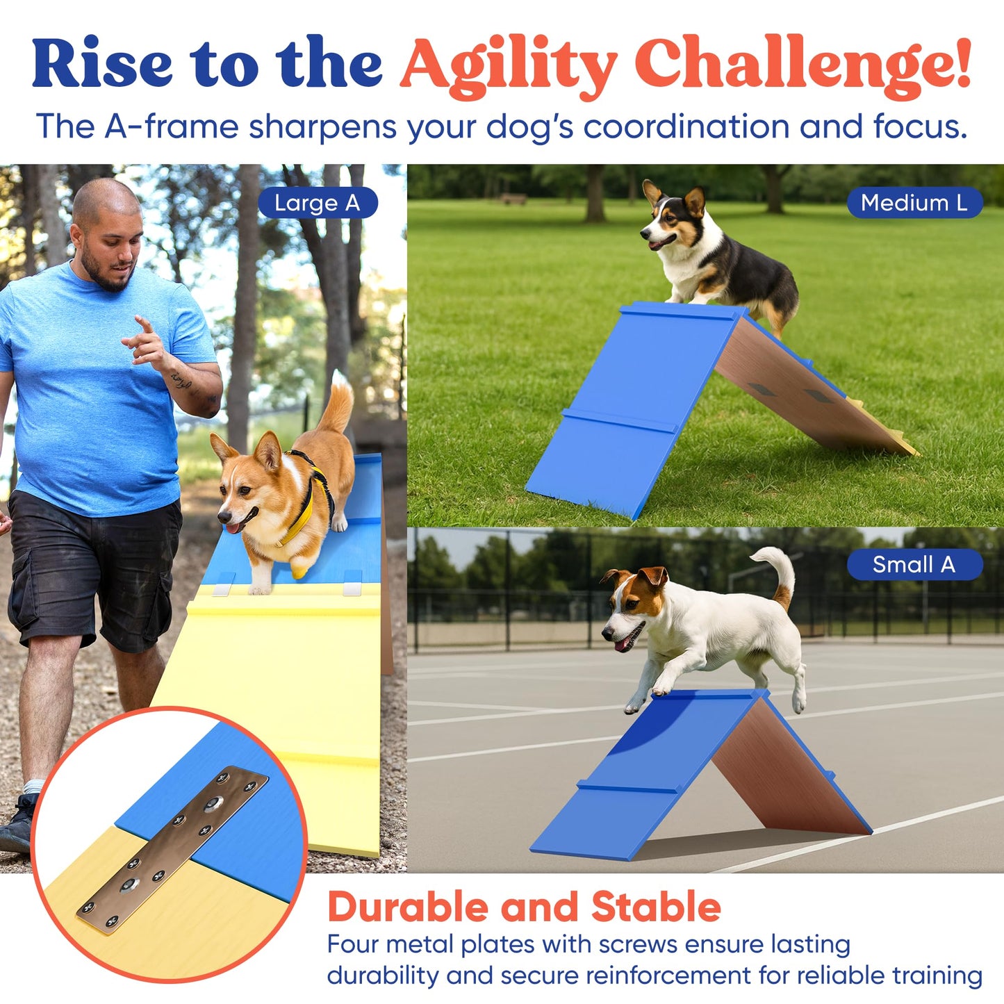 FetchFlow Dog Agility Training Equipment – Complete Backyard Agility Course Set w/Adjustable A-Frame Ladder, Weave Poles, Cones, Jump Hoop, Tunnel & Sandbags – Outdoor Dog Playground Kit