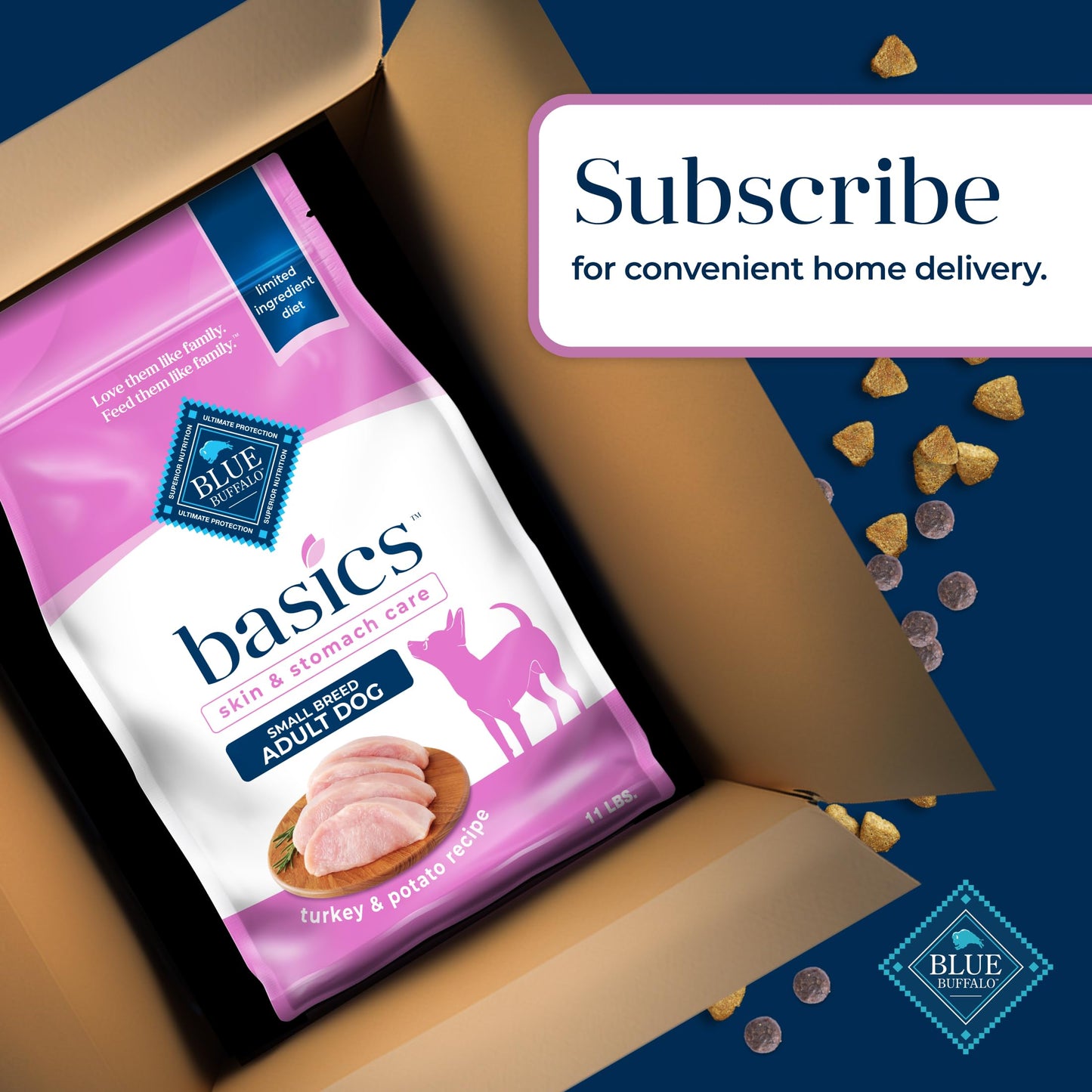 Blue Buffalo Basics Dry Dog Food for Small Breed Adult Dogs, Limited Ingredient Diet, Turkey Recipe, 11-lb. Bag