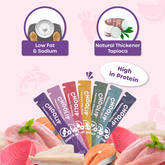Choolip Squeeze Vita Stick Lickable Treats for Dogs & Cats. 49 Variety Support Sticks with Essential multivitamins. Soft and Tasty Paste for All Life Stages