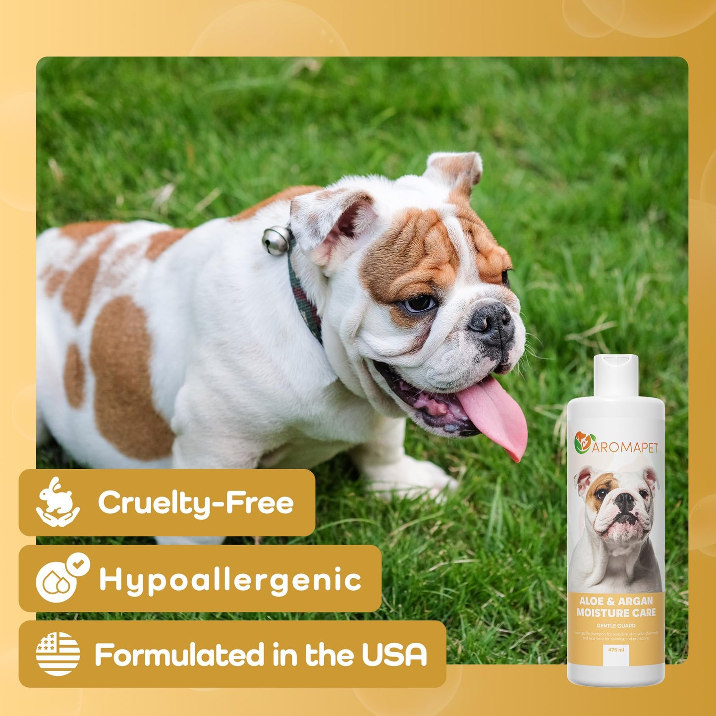 Sensitive Care -Tangle-Free-Silky Shine Softening and detangling Shampoo, Delicate Coat Clean & Odor Control Shampoo – Advanced Shine Formula for Dogs (Bulldog, 16 Fluid Ounces)