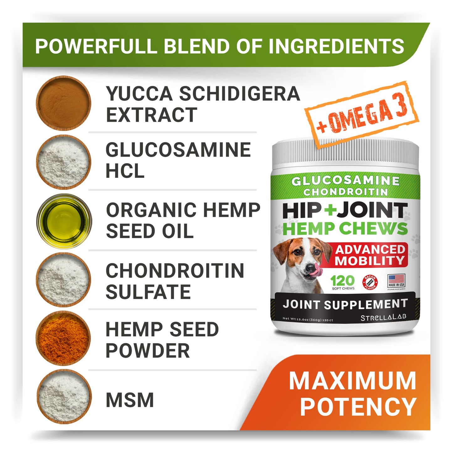 Allergy Relief + Hemp + Glucosamine for Dogs Bundle - Itchy Skin Treatment + Hip Joint Pain Relief - Omega 3 + Chondroitin, MSM - Itchy Skin, Shedding + Advanced Mobility - 240ct - Made in USA
