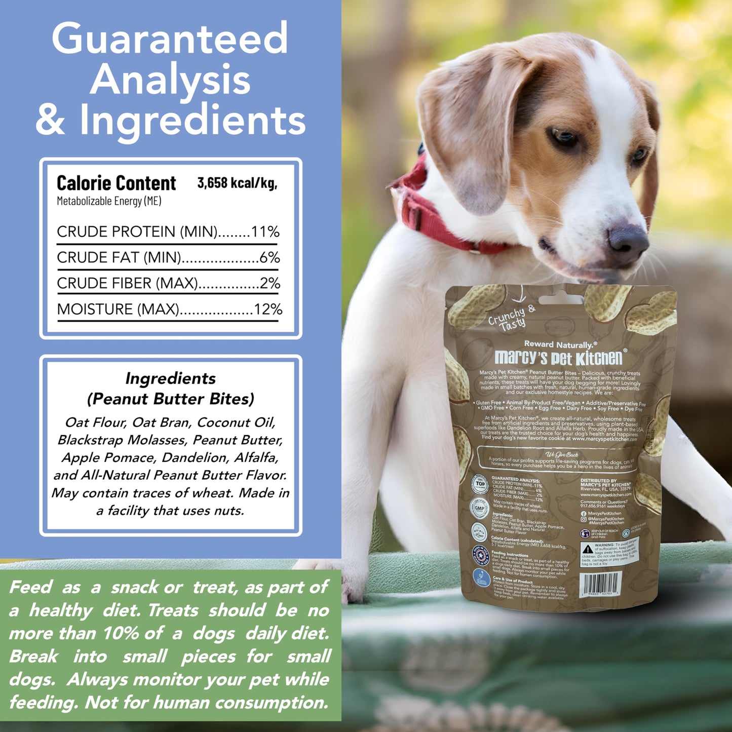 Marcy's Pet Kitchen-Diabetic- All Natural, Crunchy, Peanut Butter Dog Treats - Vet Approved- No Preservatives-Vegan, Gluten Free, Human Grade - Crunchy-Made in The USA, Healthy Peanut Butter Treats