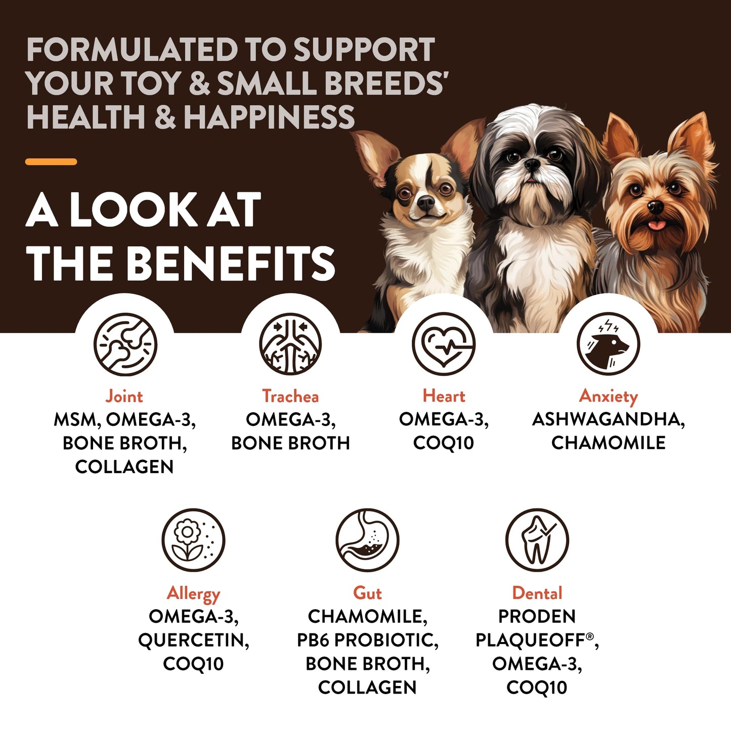 NaturVet Small Breeds Supplement- for Joint Support, Digestion, Skin, Coat Care- Dog Multivitamins with Minerals, Omega-3, PlaqueOff- Wheat-Free Vitamins for Dogs- Toy and Small Breeds- 60 Soft Chews