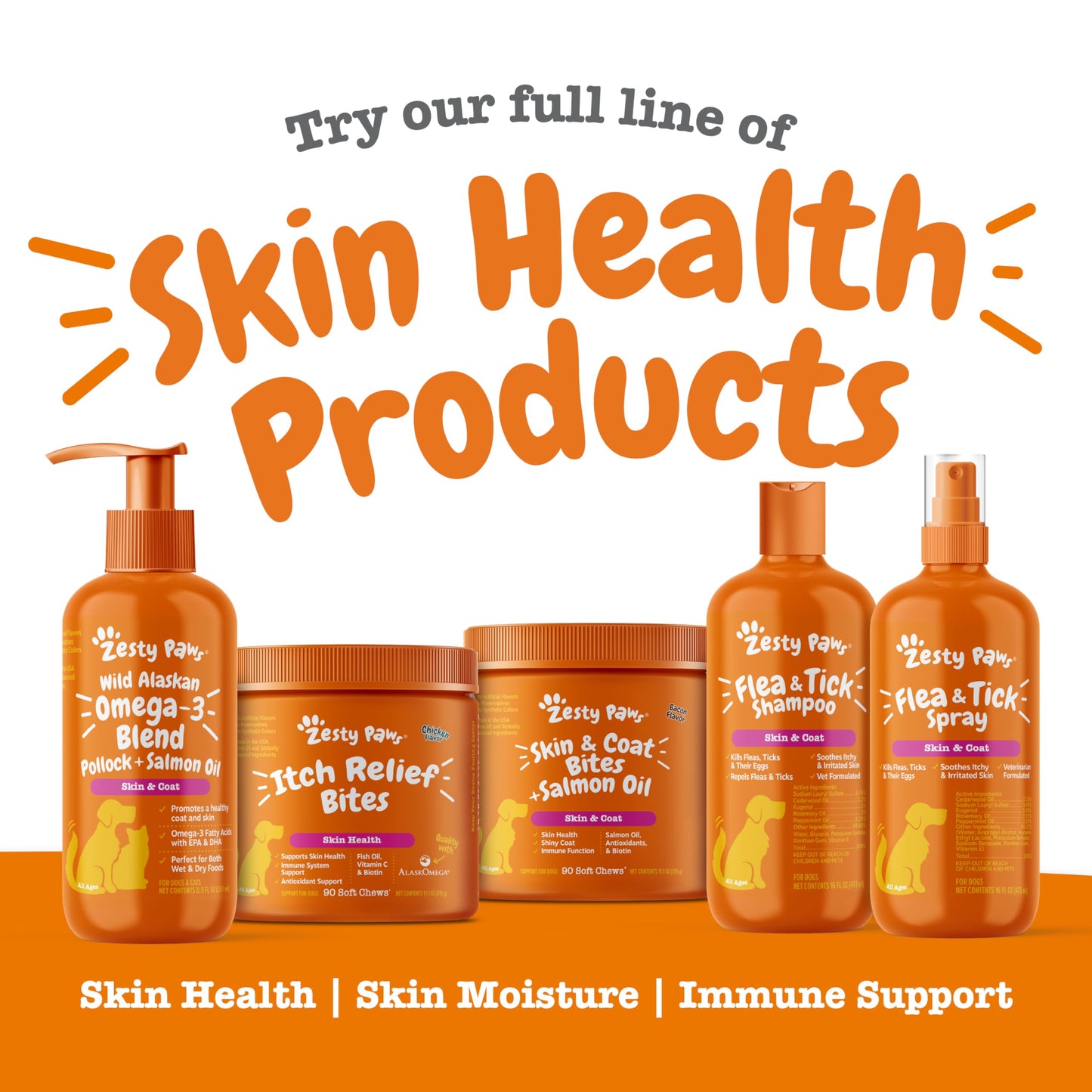 Zesty Paws Omega 3 Alaskan Fish Oil Chew Treats for Dogs - with AlaskOmega for EPA & DHA Fatty Acids - Hip & Joint Support + Skin & Coat Chicken Flavor (90 Soft Chews)