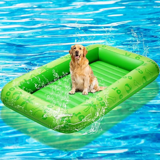 Dog Float for Summer Pool 60" x 33. 5" Inflatable Dog Pool Float with Rope and Handle Durable and Foldable Pet Raft Lake Floating Raft for Small Medium Large Dogs, Hold up to 220 Lbs
