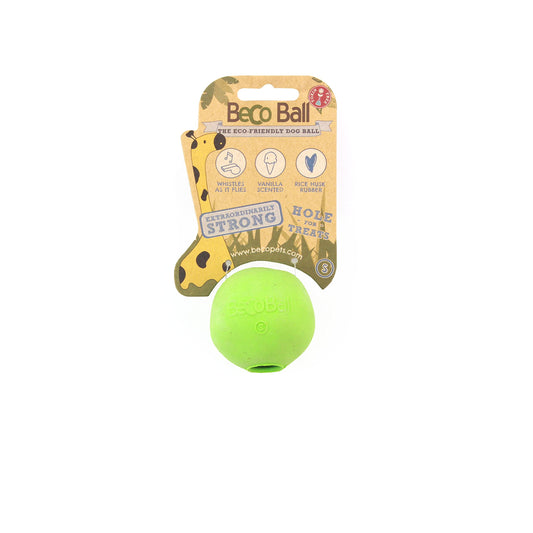 Beco Rubber Ball, Treat Dispensing Dog Toy, Green, Small