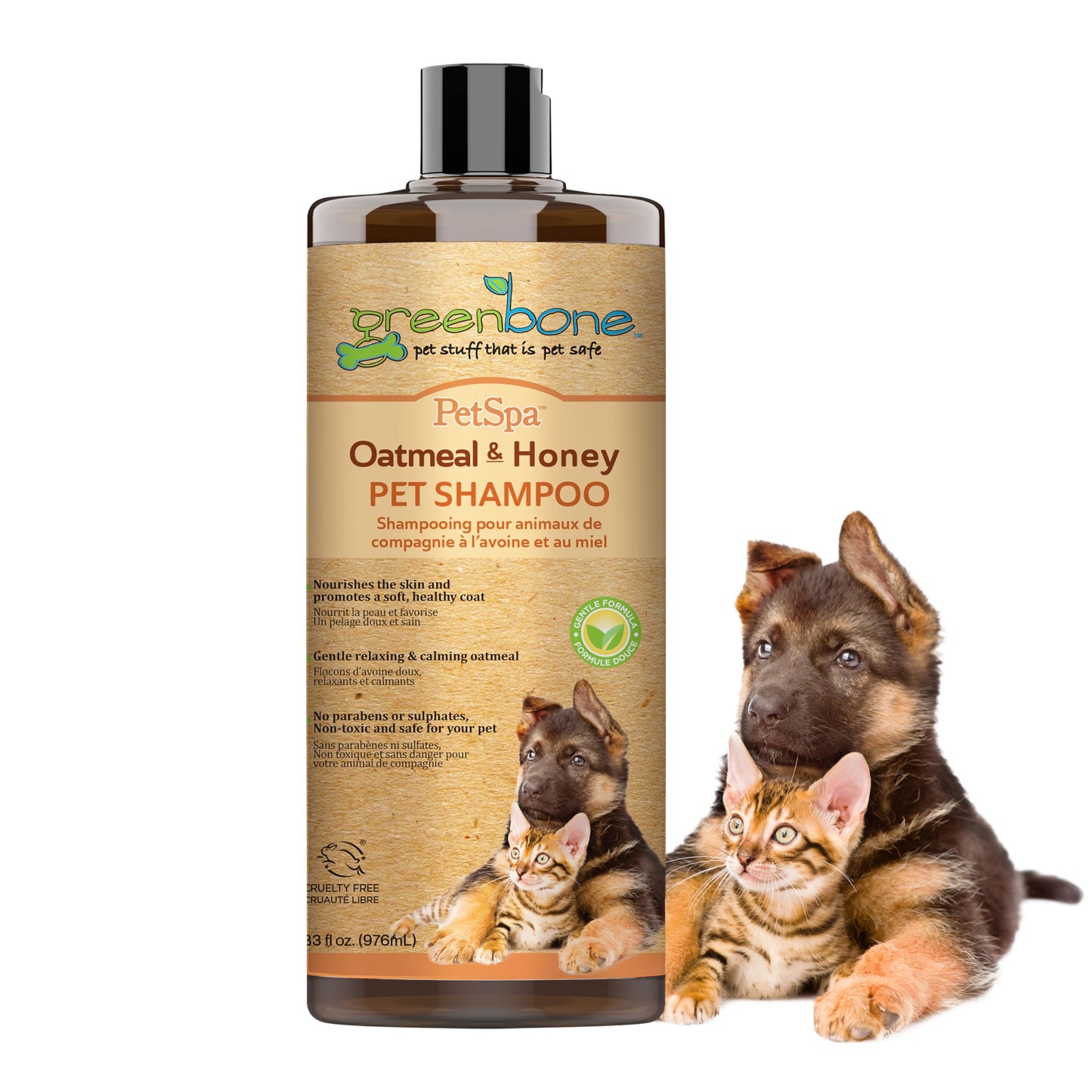 Greenbone Pet Spa Oatmeal & Honey Dog Shampoo - Calming, Soothing, Gentle Grooming Solution, 33 fl oz, Safe & Natural Formula