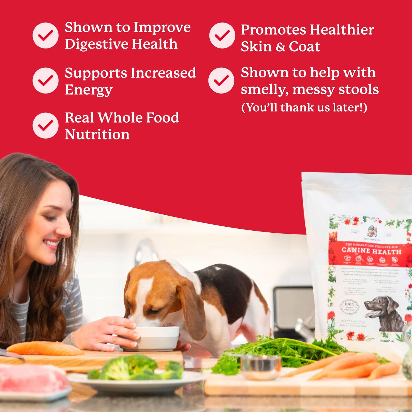 Dr. Harvey's Canine Health Miracle Dog Food, Human Grade Dehydrated Base Mix for Dogs with 9 Vegetables and 6 Organic Whole Grains (10 Pounds)