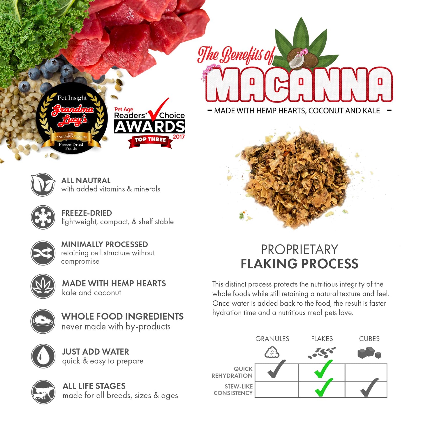 grandma lucy's Macanna Freeze Dried Grain Free Beef Recipe Dog Food 1 Lbs