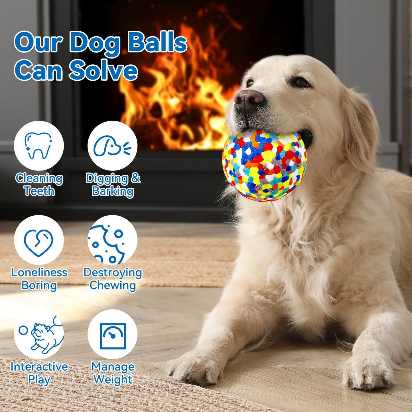 loncoldy Indestructible Dog Balls - 2 Pack Dog Toys for Aggressive Chewers, Large & Medium Breed, Interactive Fetch Ball Toy for Dogs