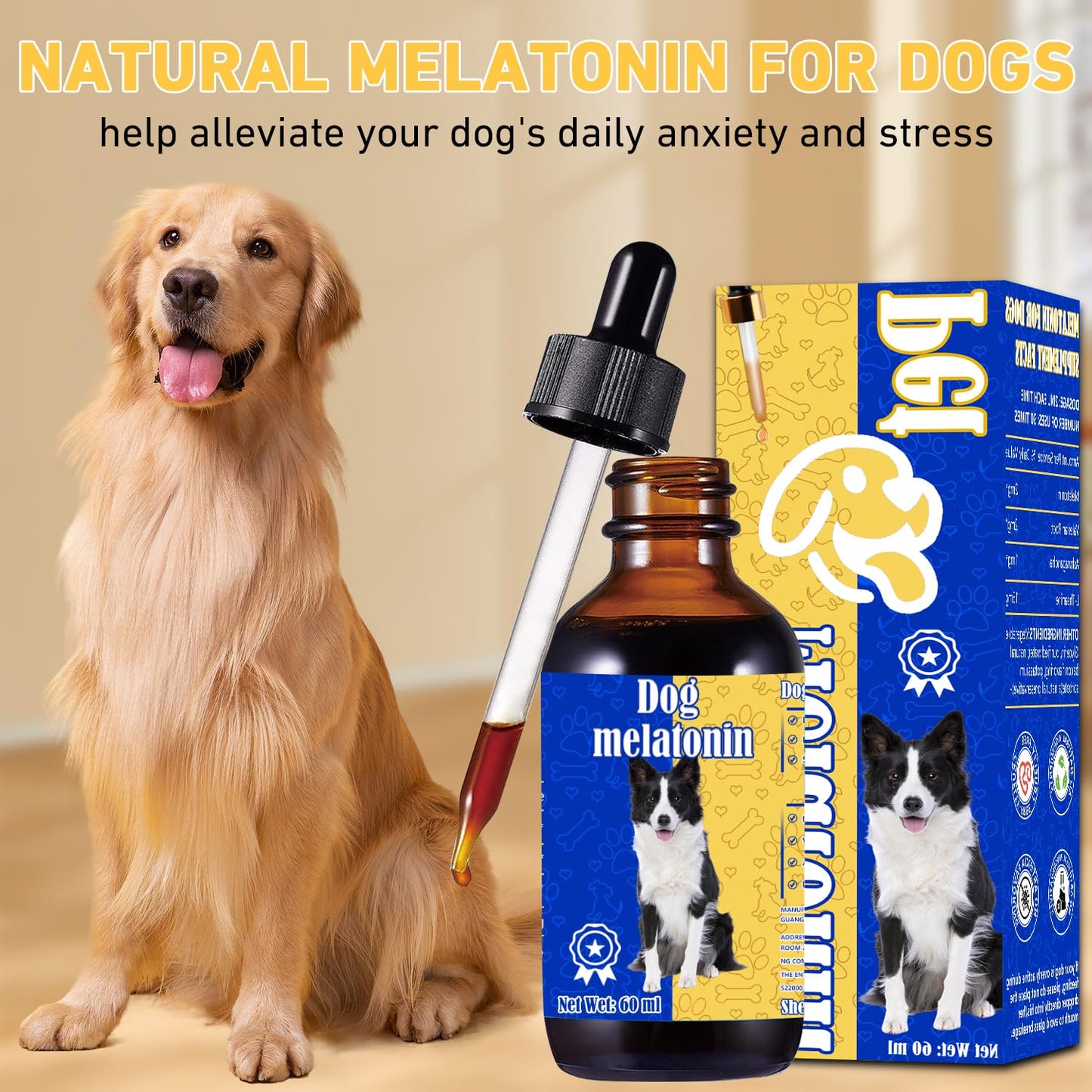 Tetra Dog Melatonin, Quiet Moments Calming Aid for Dogs Melatonin, Effective Anxiety Relief, Dog Sleep Aid for Dogs &Cats, 60 Ml
