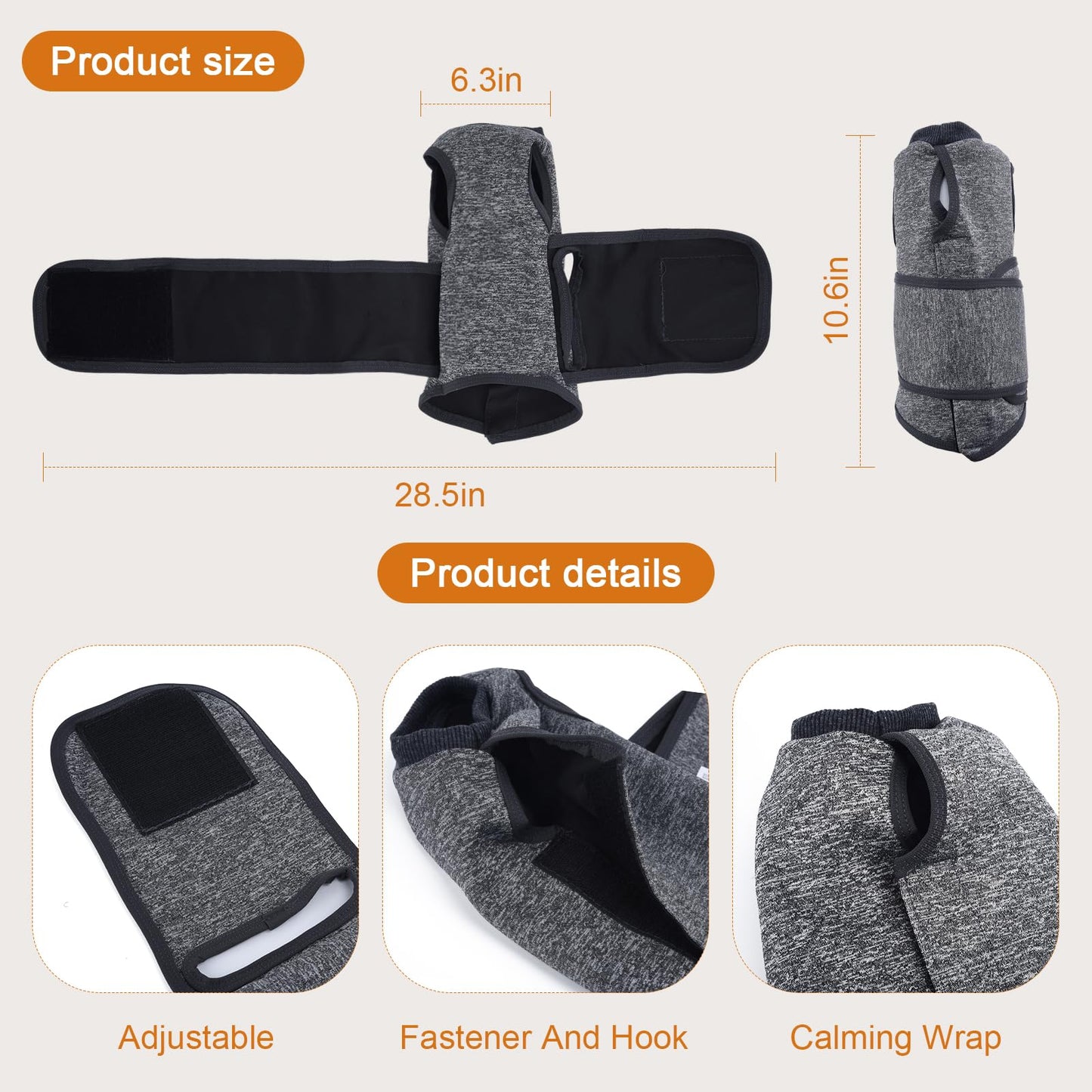 SoeKoa Cat Anxiety Jacket, Anxiety Vest for Cats, Jackets for Cats Only, Self-Adhesive Adjustable Pet Cat Calming Wrap Shirt, Calming Wrap for Pets to Relieve Stress