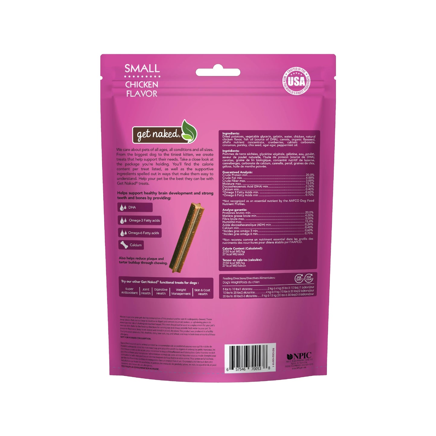 Get Naked Grain Free 1 Pouch 6.2 Oz Puppy Health Dental Chew Sticks, Small