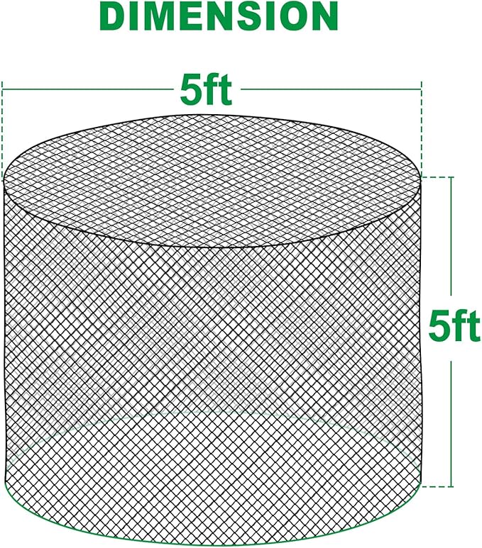 TONGMO 5x5 ft Round Bale Hay Net for Horses & Livestock - Slow Feeder Hay Nets with 2 inches Hole