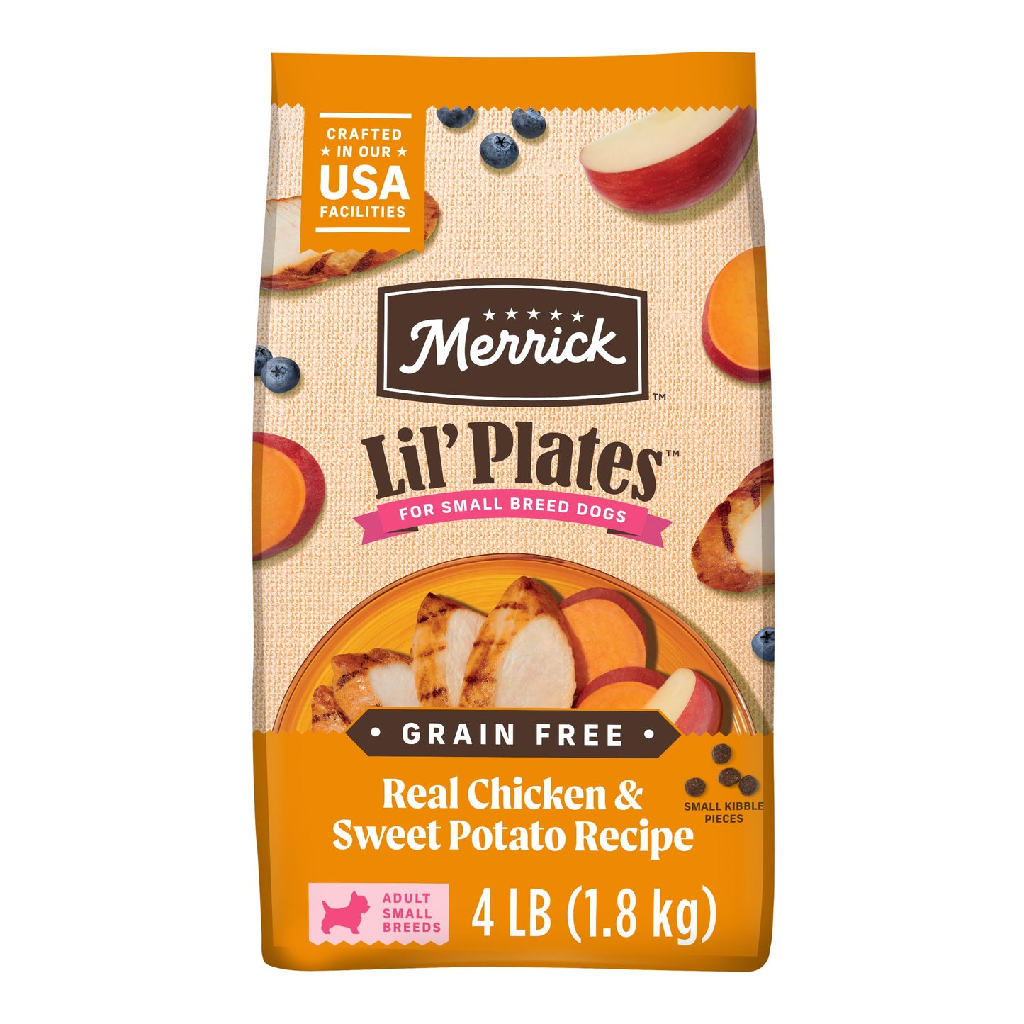 Merrick Lil’ Plates Premium Grain Free Dry Dog Food For Small Dogs, Real Chicken And Sweet Potato Kibble - 4.0 lb. Bag