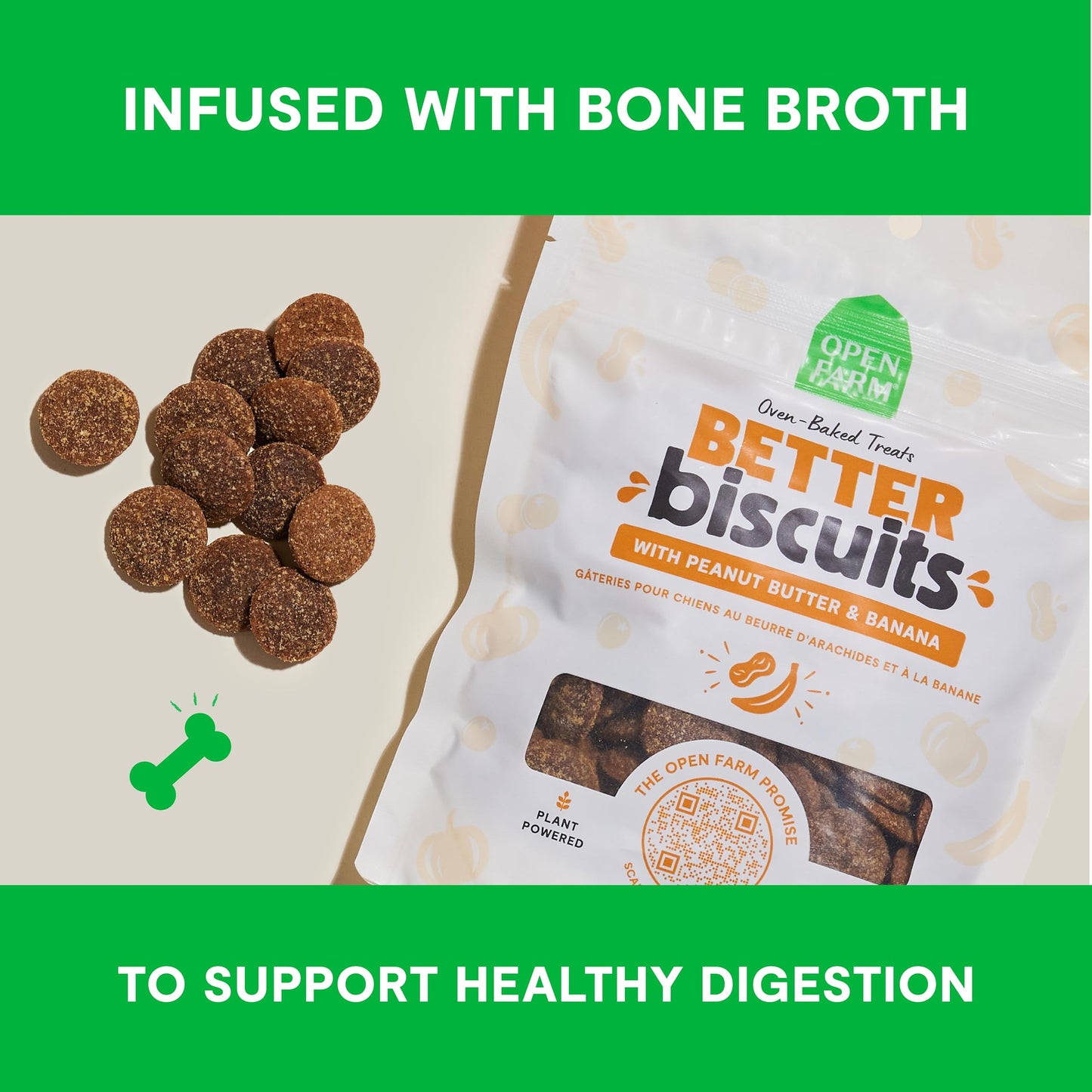 Open Farm Better Biscuits, Oven Baked Dog Treats with Probiotics, Turkey & Oatmeal Recipe, 8oz Pouch