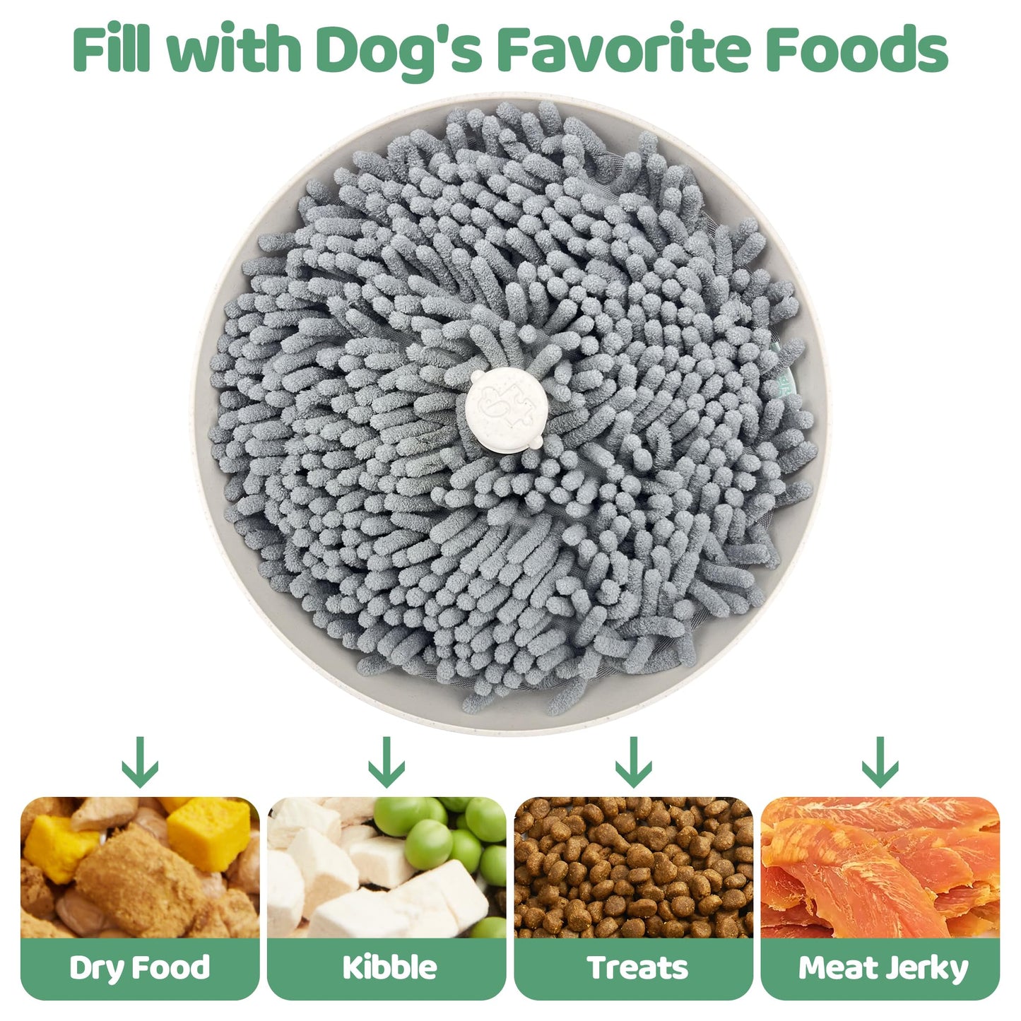 Puzzle Feeder Slow Feeder Dog Bowl Insert & Snuffle Mat 2-in-1, Machine Washable Food Puzzle for Large Dogs, Soft Feeder Insert to Slow Eating