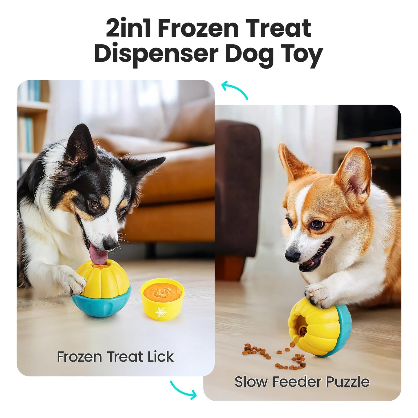 Potaroma Frozen Treat Dog Toys Enrichment Ball, Interactive Durable and Safe Puppy Chew Toy, Slow Feeder Food Dispenser Dog Pup Puzzle for Chewers 4.0 Inches