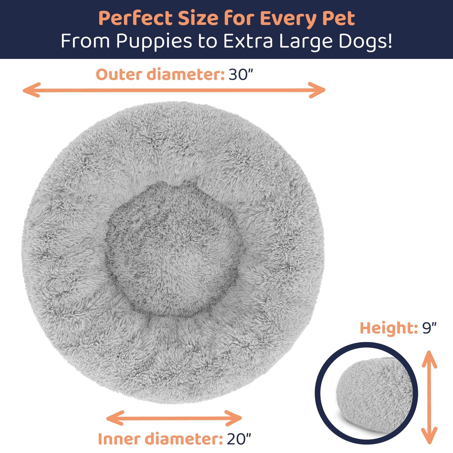 Petloox Donut Dog Bed - Premium Comfort for Anxiety Relief - Fluffy & Calming Design with Ultra-Plush Support | Cozy Round Dog Bed with Super Soft Circle Style