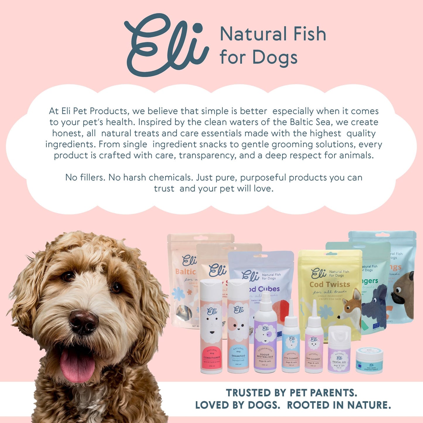 Eli Natural Dog Shampoo – A Plant-Based, Tear-Free, pH-Balanced Formula for Sensitive Skin, Free from sulfates, parabens, and allergens, Safe for Puppies and Adults, Vegan-Friendly Care – 8.45 oz