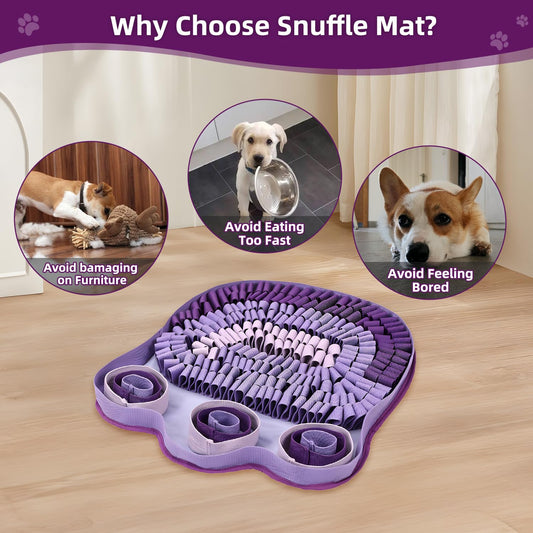 Snuffle Mat for Dogs - Interactive Sniff Mat & Slow Feeder for Dog Training, Stress Relief & Natural Foraging - Non-Slip, Portable, Durable - Purple