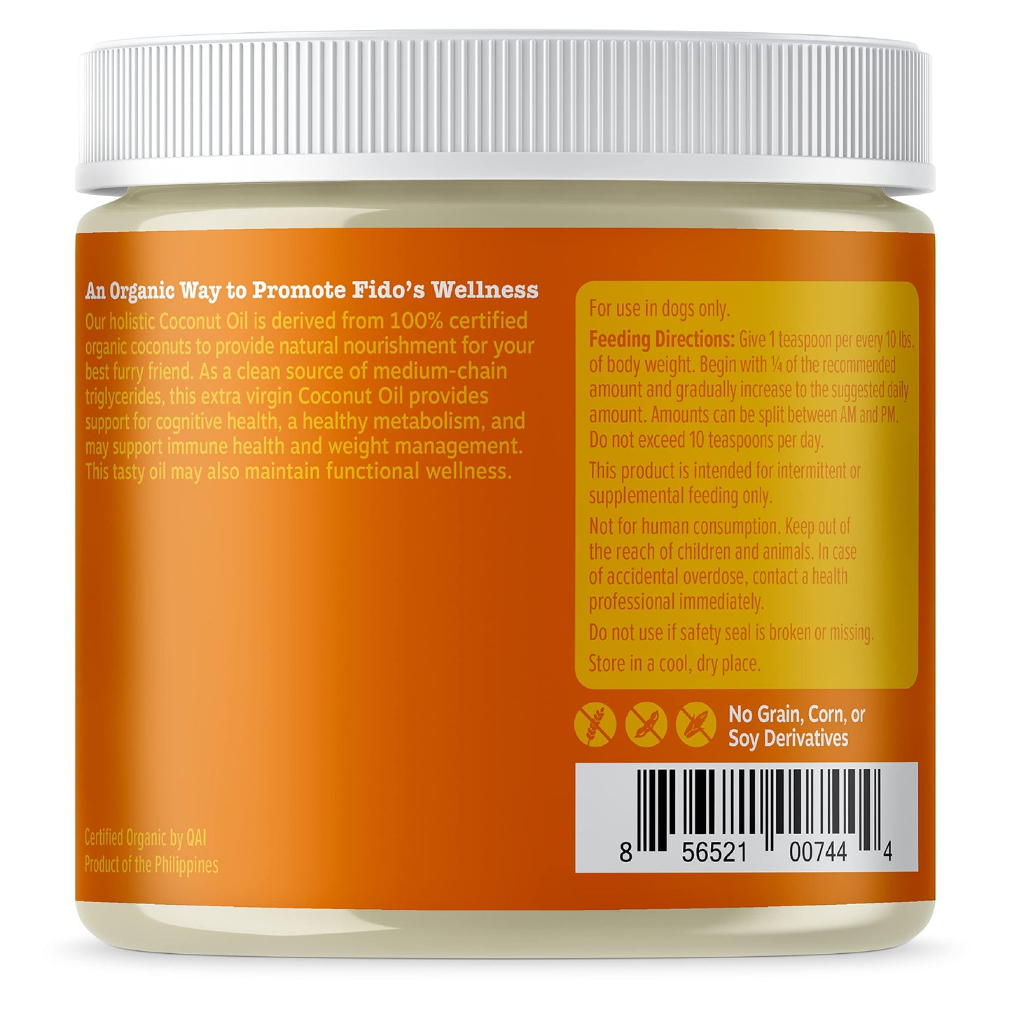 Coconut Oil for Dogs - Certified Organic & Virgin Superfood Supplement - Digestive & Immune Support - 16 OZ