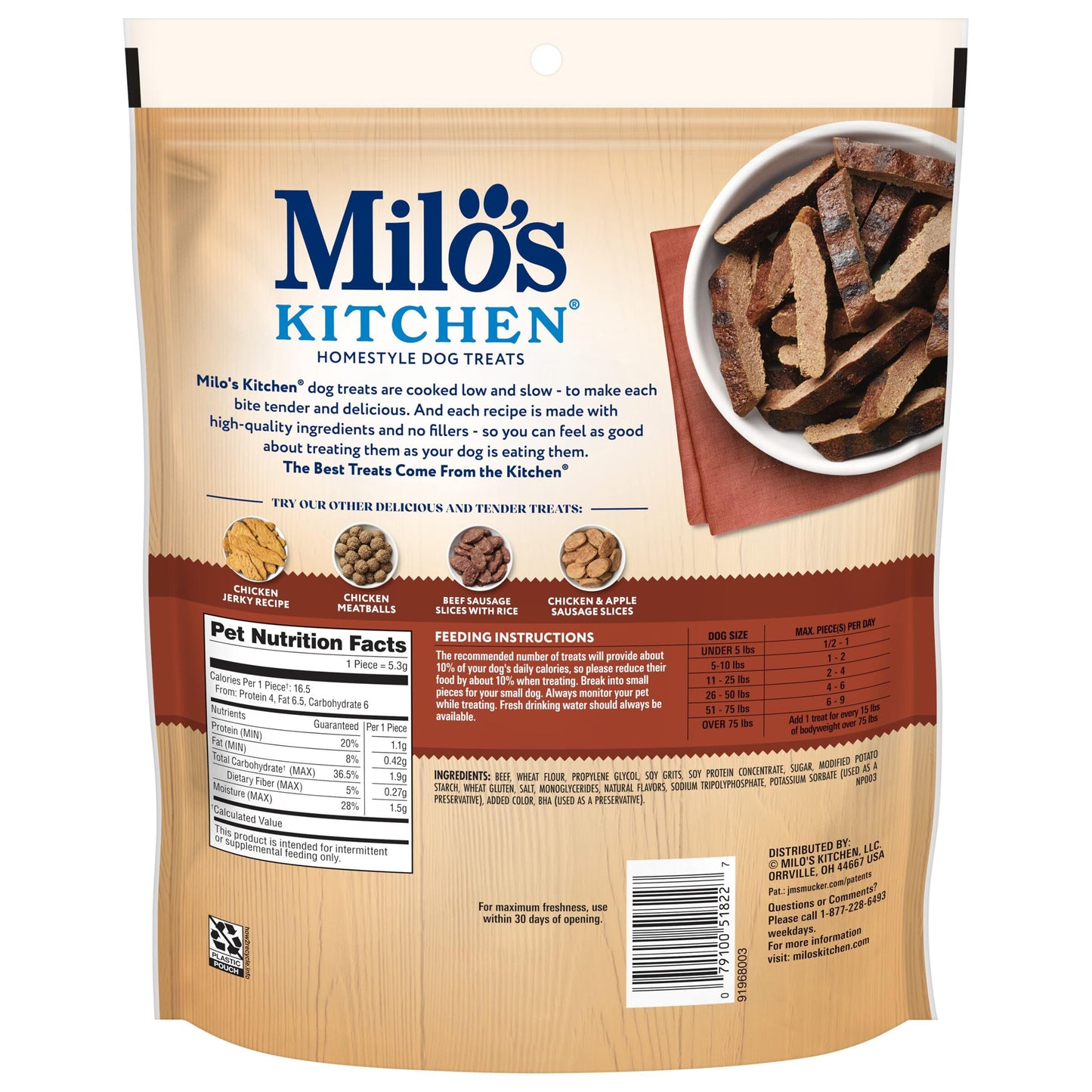Milo's Kitchen Homestyle Dog Treats, Steak Grillers, 18 Ounce, High Protein, No Artificial Flavors