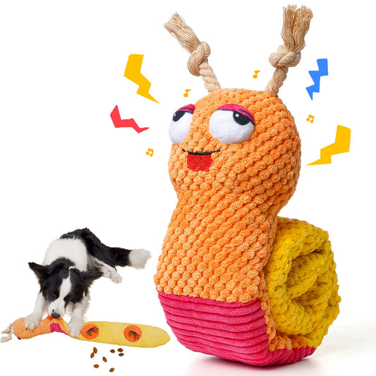 lilfrd Dog Enrichment Toys - Dog Puzzles Squeaky Treat Dispensing Crinkle Plush Snuffle Toys - Treat Toy for Small Medium Large Breed Puppy, Snail
