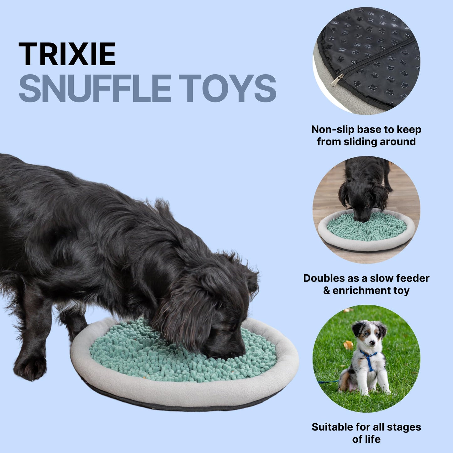 TRIXIE Snuffle & Seek Plate, Snuffle Mat for Dogs, Level 1 Interactive Dog Toys, Enrichment Puzzle Slow Feeder