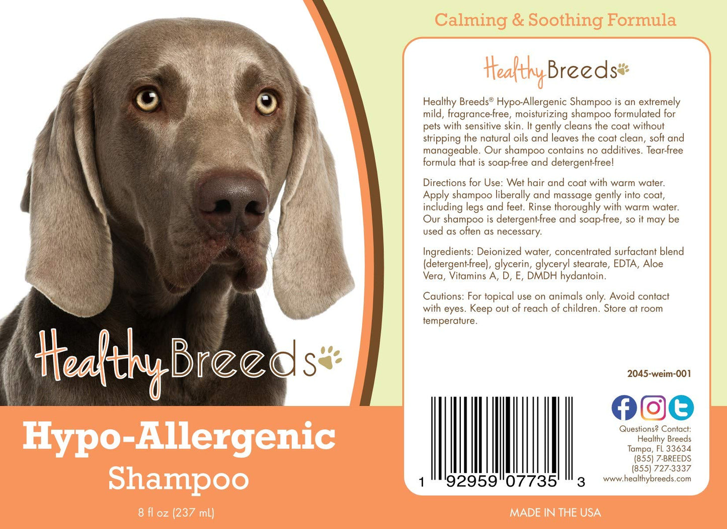Healthy Breeds Weimaraner Hypo-Allergenic Shampoo 8 oz